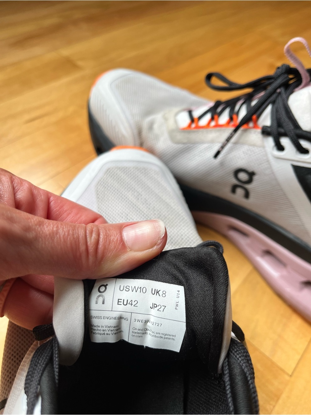 On Cloud Nova X Women's White Black Pink Orange Athletic Sneakers - Picture 4 of 6